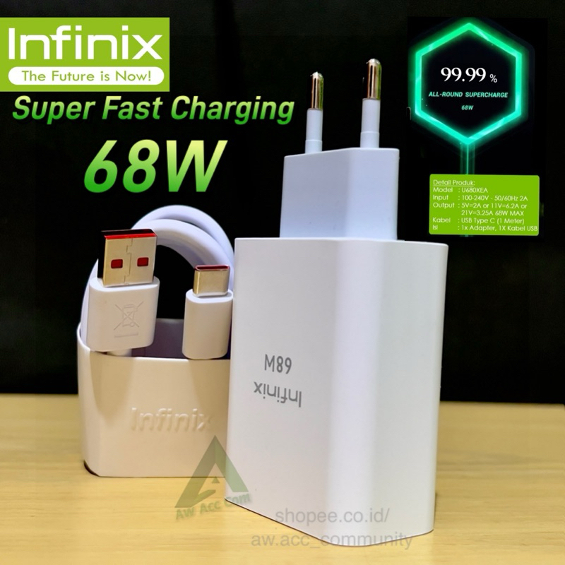 เครื่องชาร์จ INFINIX 68watt TYPE C SUPER FAST CHARGING INFINIX ZERO X GT HOT 20 30 5G NOTE 10 11 12 20 30 40 PRO NFC ต้นฉบับ 100% CASAN 68W