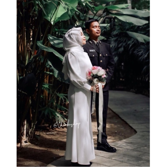 Chiobushop - Niya Dress Pre Wedding Hijab Balloon Sleeve