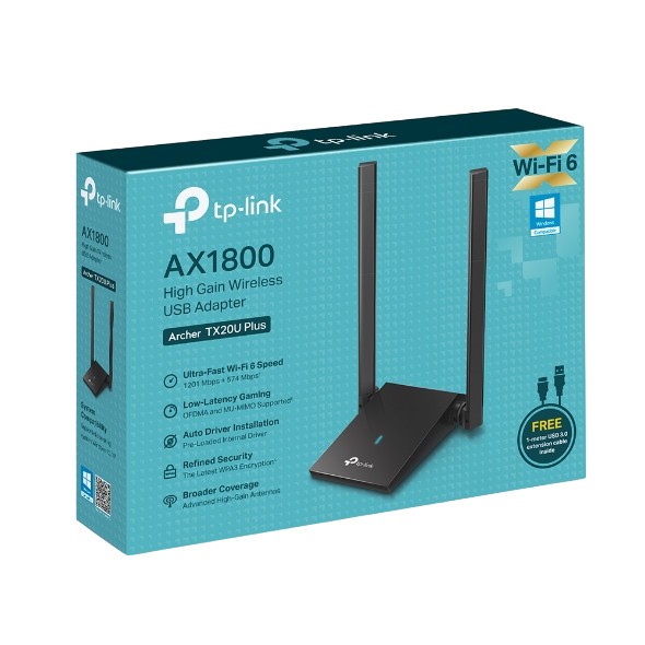 Tp-Link Archer TX20U Plus AX1800 เสาอากาศคู่ไร้สาย USB wifi อะแดปเตอร์ wpa3 wpa 3 ขวาน 1088 tx20