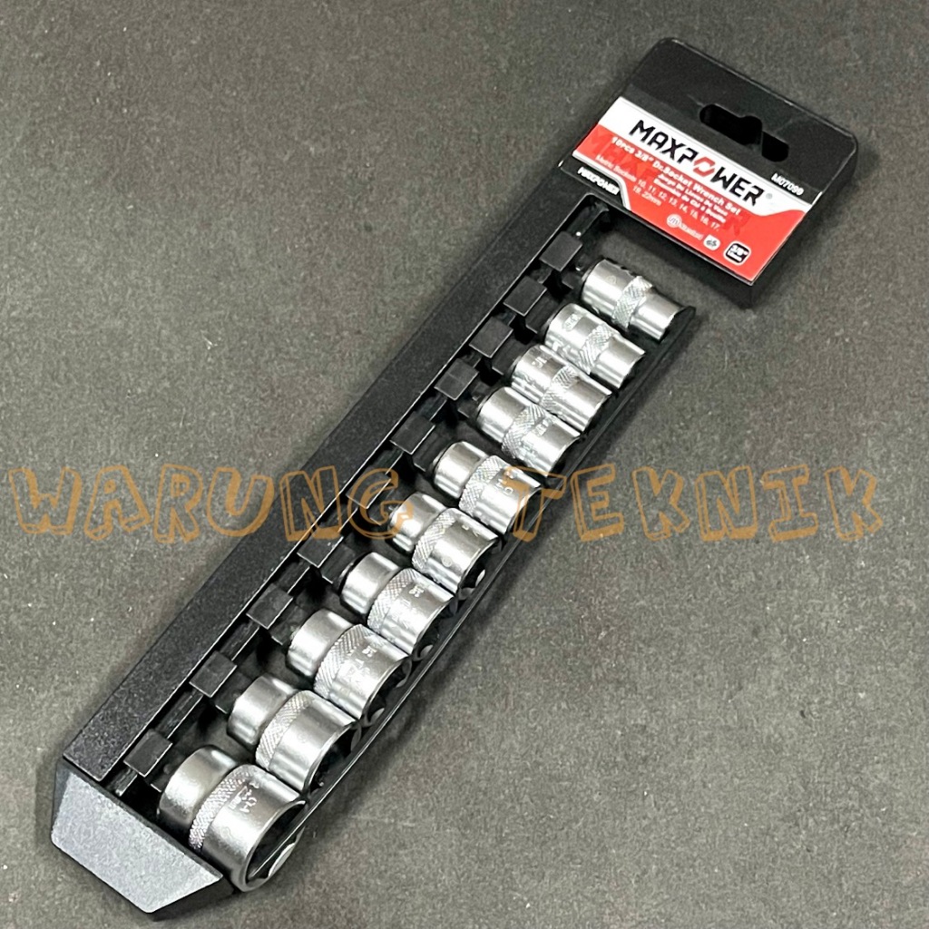 MAXPOWER M07099 10 ชิ้น 3/8" DR 6PT SOCKET WRENCH SET - SOCKET WRENCH SET 3/8"DR 6PT 10 ชิ้น
