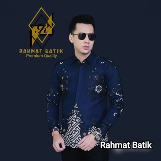 Pradika Manggala Kemeja Batik Pria Slimfit Full Furing Warna Biru Navy