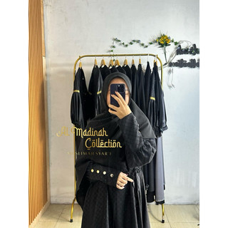 Abaya Basic Embos Fortaleza Kerah Shanghai Free Tali Ikat Pinggang