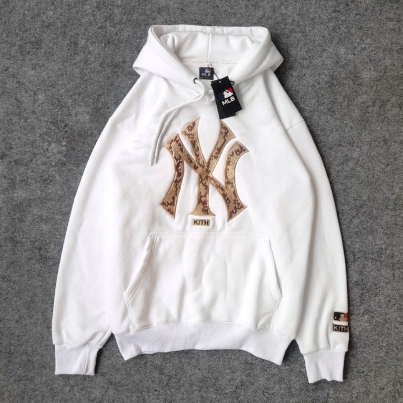 Putih HOODIE LOGO NY เย็บปักถักร้อย - เสื้อแจ็คเก็ต SWETER HOODIE HYPEBEAST MLB NEW YORK YANKEES ของ