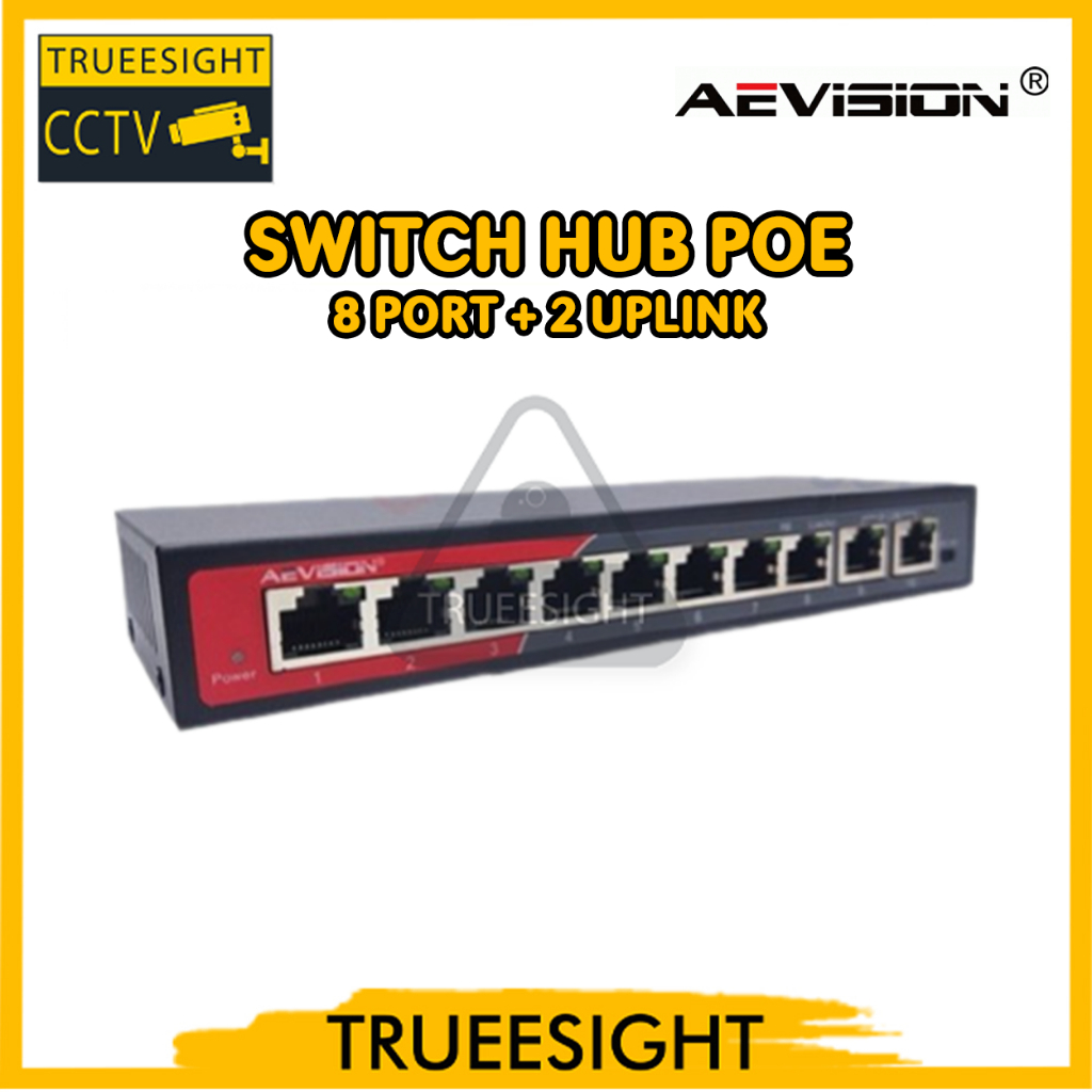 สวิตช์ HUB POE 8 PORT + 2 UPLINK ยี่ห้อ AEVISION