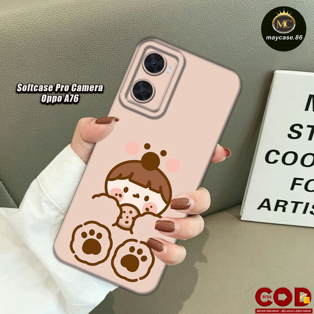HP OPPO A76 4G 2022 Softcase Silicone Pro Camera Casing ยางสีดํา ยืดหยุ่นและหนา - ตัวป้องกันสําหรับก