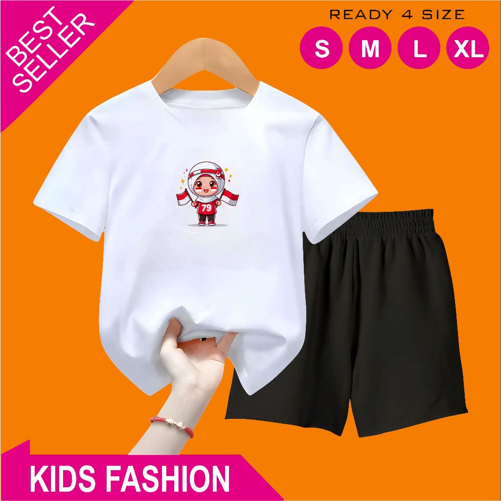 กางเกงขาสั้นเด็ก Set 5-15 Years Old Independence Motif 79