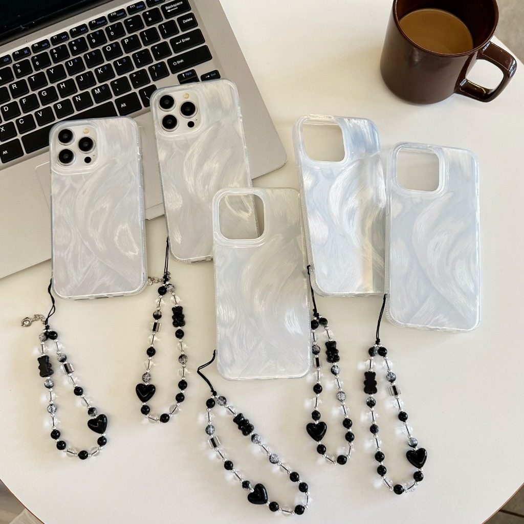 GC161 CLARITY Swirl Hologram Case Silver Textured With Charm - Hardcase/ Casing For Iphone 7g 8g 7+ 