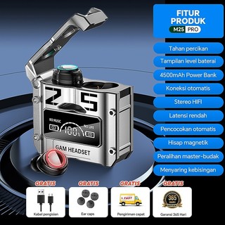 TWS M25 Headset Bluetooth GAMING Earphone Bluetooth Wireless Bass Headphone Bluetooth 5.3 Full Bass