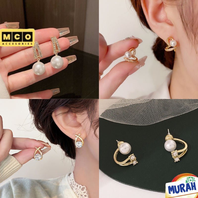 ผู้หญิง Pearl Motif ต่างหูชุดผู้หญิงต่างหูเจาะต่างหูสตั๊ดเครื่องประดับแฟชั่น MCO JW14