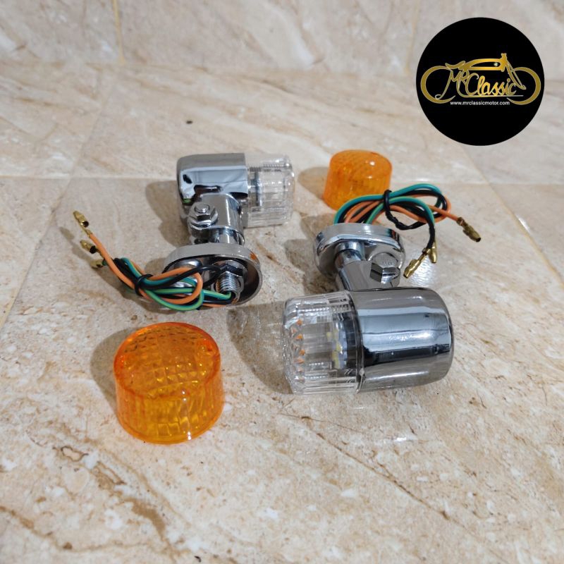 Custom Chrome LED ท่อเหล็กไฟเลี้ยว Plus Mica Plus W175 XSR 155 Japstyle Breket