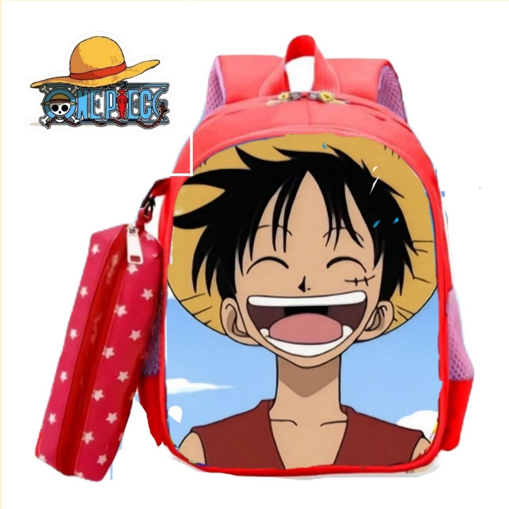 GDM One Piece monkey d Luffy กระเป๋าเด็กLuffyกระเป๋าเป้สะพายหลังสําหรับสาว/เด็กชายอะนิเมะ Motifโรงเร