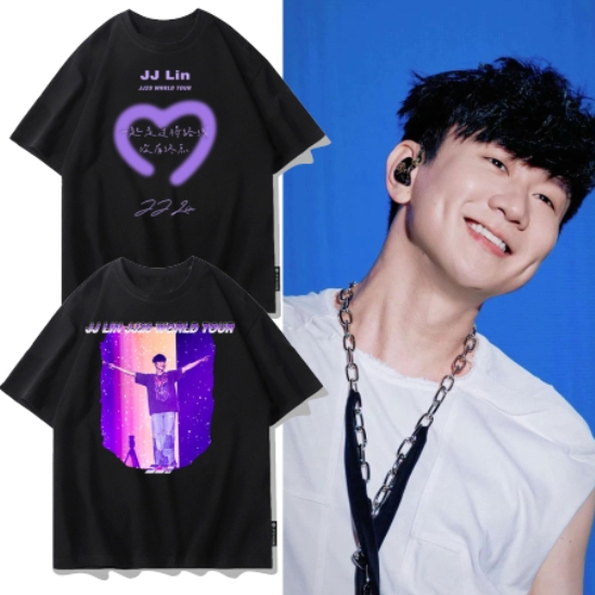 เสื้อยืดผู้ชาย-v-change Road To JJ20 jj lin World Tour เสื้อยืดแฟนรองรับสั้น jj lin แฟน ๆ สนับสนุนแข