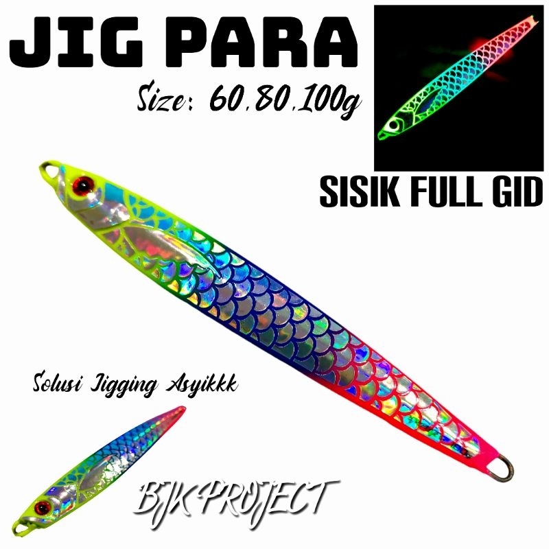 METAL JIG PARA 60,80,100g SCALES RAINBOW BLUE BJK FISHING BAIT PROJECT