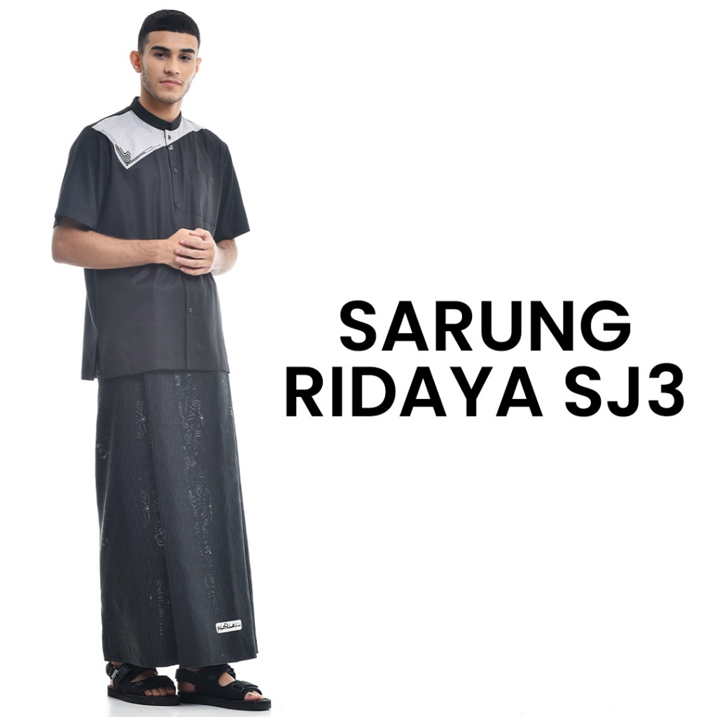 RABBANI ADULT SARUNG RIDAYA SJ3 BLACK MUSLIM FASHION SARONG