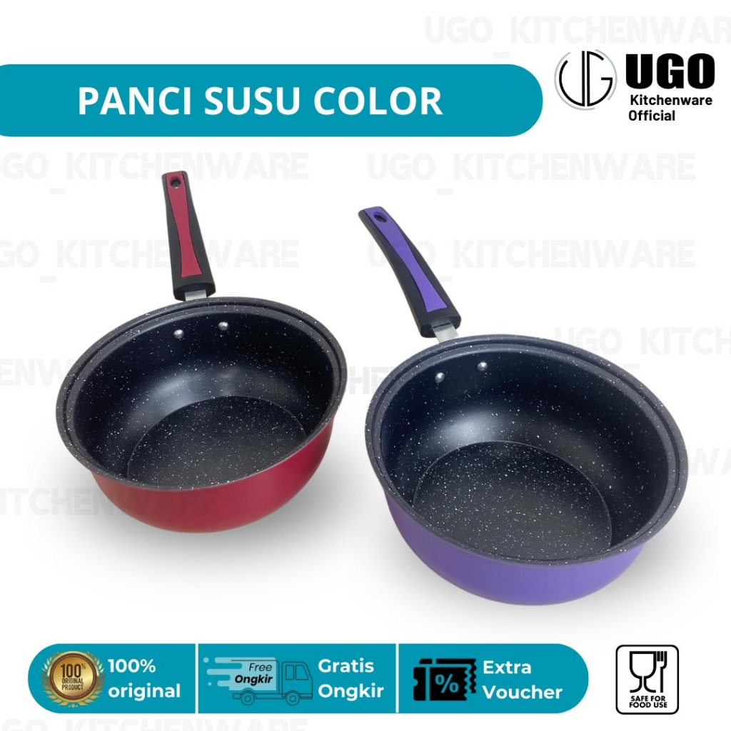 Hitam Ugo หม้อนมเทฟลอน Marble Motif GCM 18cm 20cm Non-Stick | กระทะไม่ติดกระทะทอดซอสทําอาหาร | กระทะ