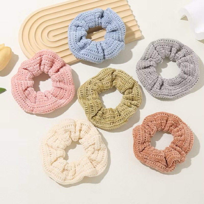 Scrunchie Knit Hair Tie ที่วางหางม้า Elastic Knit Hair Bun Hairband