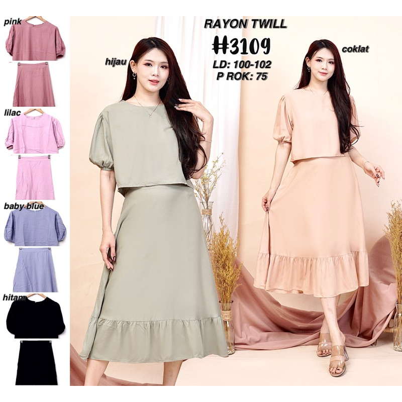 RAYON SKIRT TWILL SET (3109)