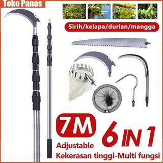 7M6/4in1 Alat Pemetik Buah Alat Berkebun Pemetik Buah Tongkat Teleskopik Jaring Buah Tongkat Pemetik Buah Alat Pemetik Buah Multifungsi Galah Teleskopik Galah Pemetik Buah