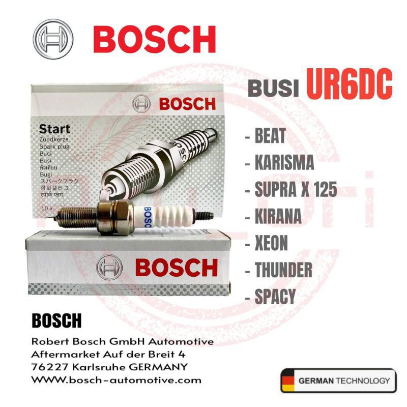 BOSCH UR6DC (CPR6EA) SPARK PLUG สําหรับ karisma supra x 125 ใบมีดเอาชนะรถจักรยานยนต์ฟ้าร้อง
