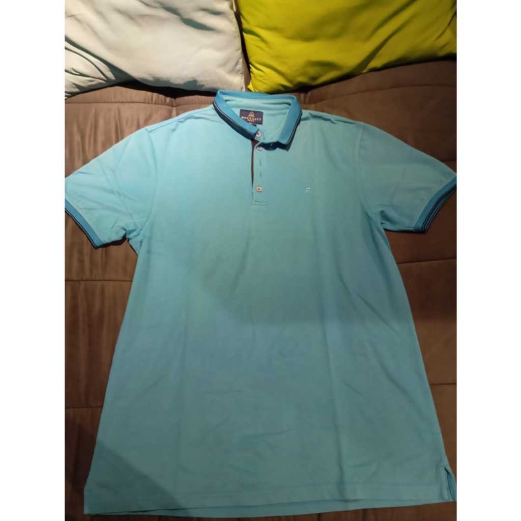 เสื้อโปโล MONTAGUT สีฟ้า-ดํา