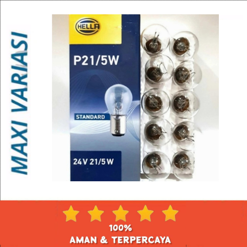10PCS Hella P21W หลอดไฟหยุดเดี่ยวและคู่ 12V 24V 21W