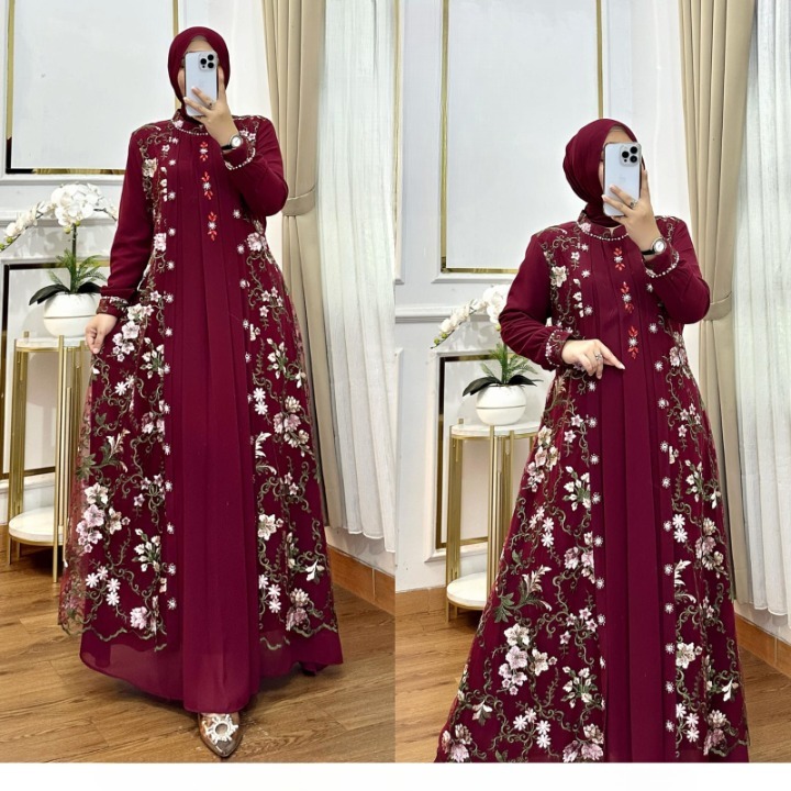 ล่าสุดผู้หญิง Gamis ชุด Misela ชุด BO ขนาด ML XL XXL LD 100-120 CM PB 140 CM วัสดุ Brukat หรือ Tille ปักนูนสีพรีเมี่ยม Elegant Luxury Party Robe ล่าสุด Jumbo Premium Brocade วัยรุ่นชุดสตรีเกาหลีร่วมสมัย สไตล์สไตล์สไตล์สไตล์