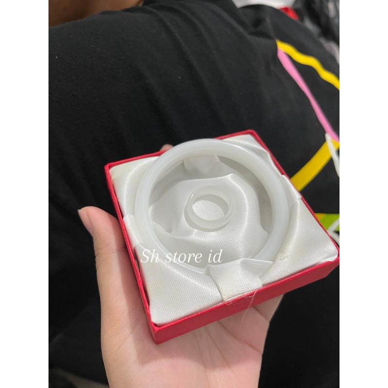 Jade STONE RING Bracelet SET สร้อยข้อมือหยกธรรมชาติ หยกมรกตธรรมชาติ สร้อยข้อมือสุขภาพ สร้อยข้อมือหยกจีนแท้ - รูปที่ 2