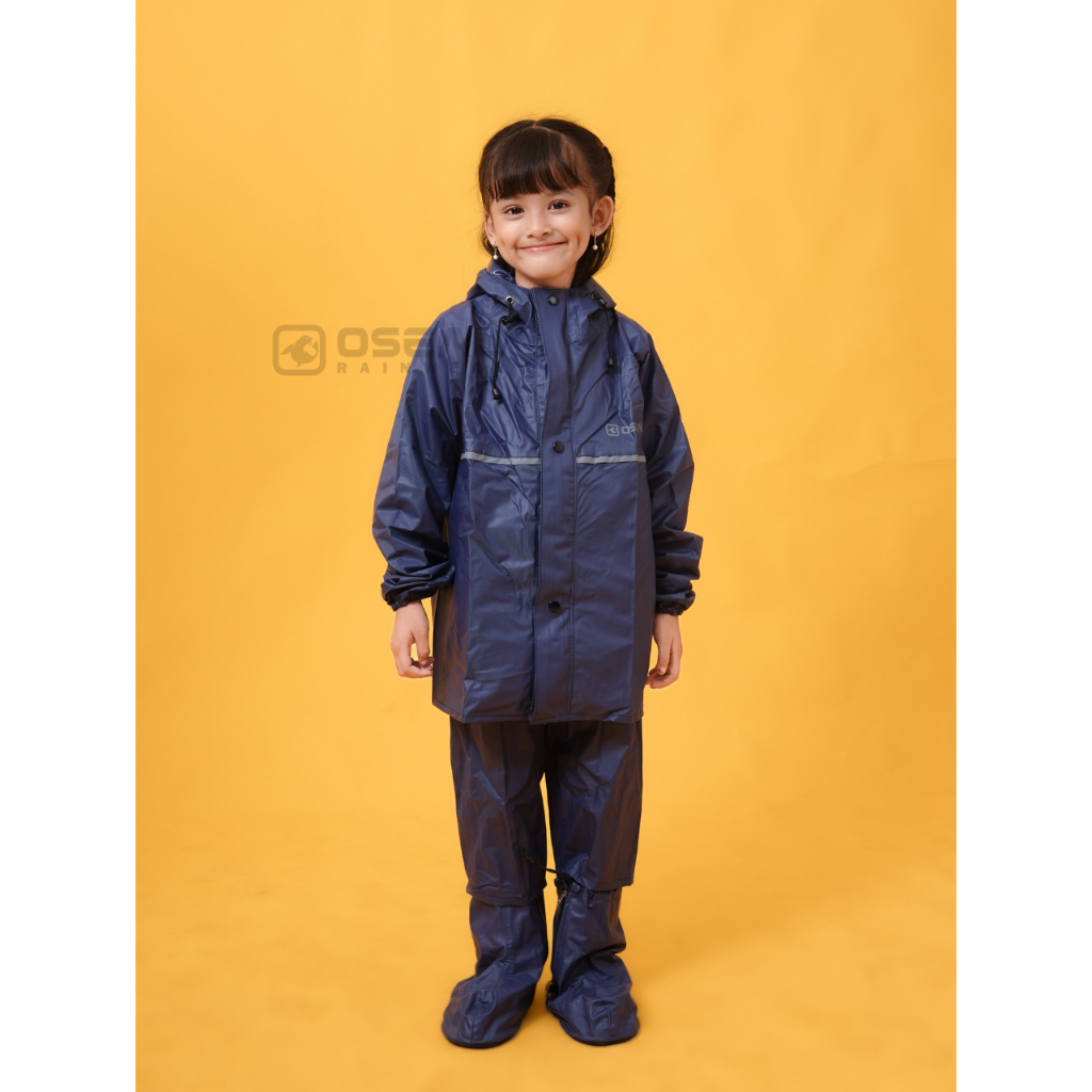 OSEAL เสื้อกันฝนเสื้อกันฝนสําหรับเด็กชายและเด็กหญิง Full Seal Shinekid Navy