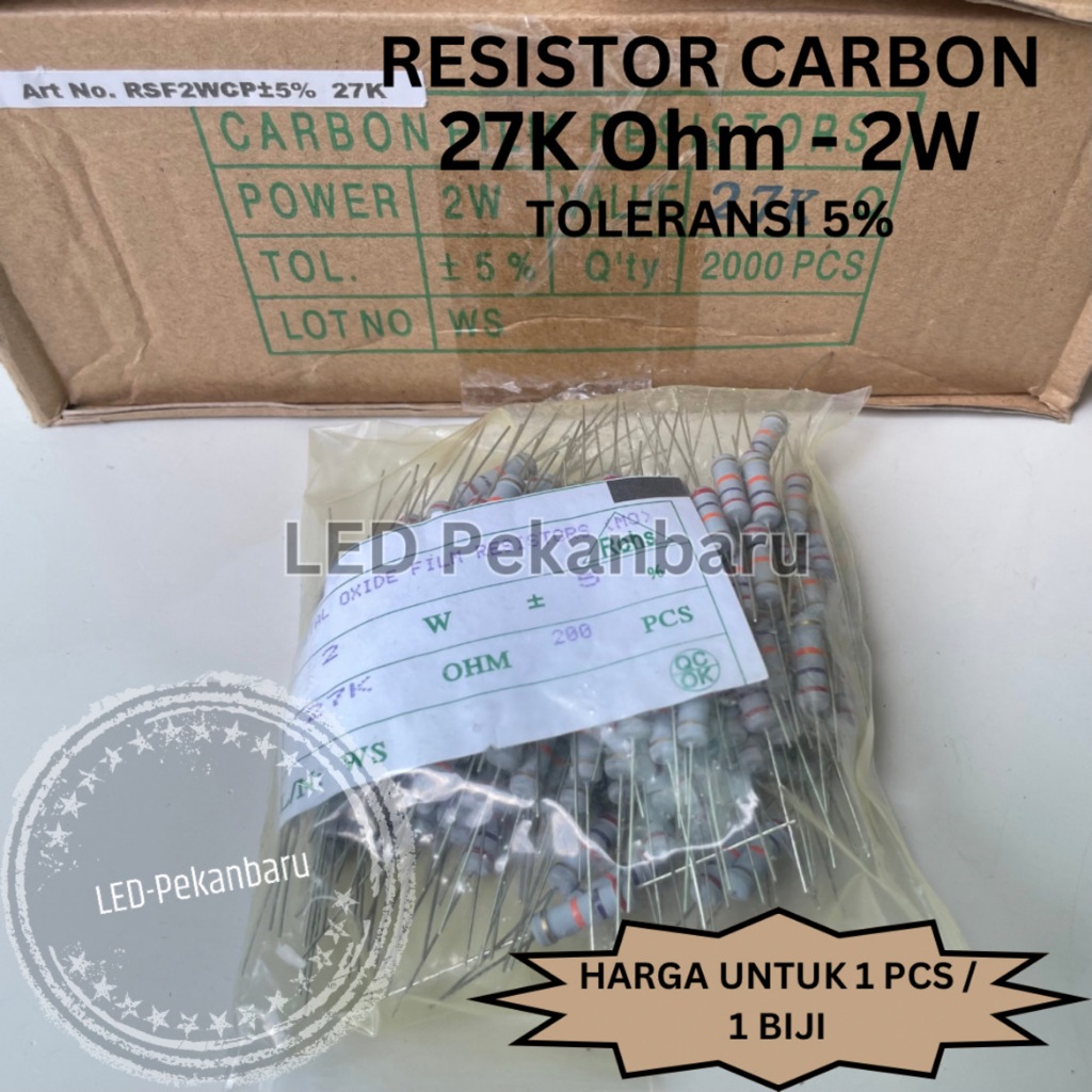 RESISTOR 2W 27K OHM 27kom 2 WATT 27000 R คาร์บอน / ชอล์ก / คาร์บอน TOLERANCE 5%