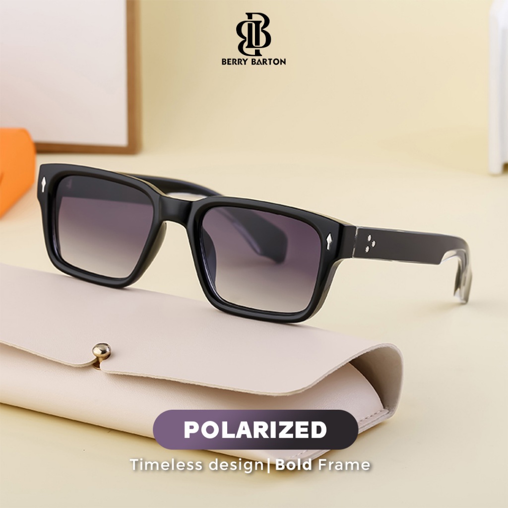 Berrybarton แว่นกันแดดโพลาไรซ์สี่เหลี่ยมโลหะ PC Anti UV400 ZS 98135