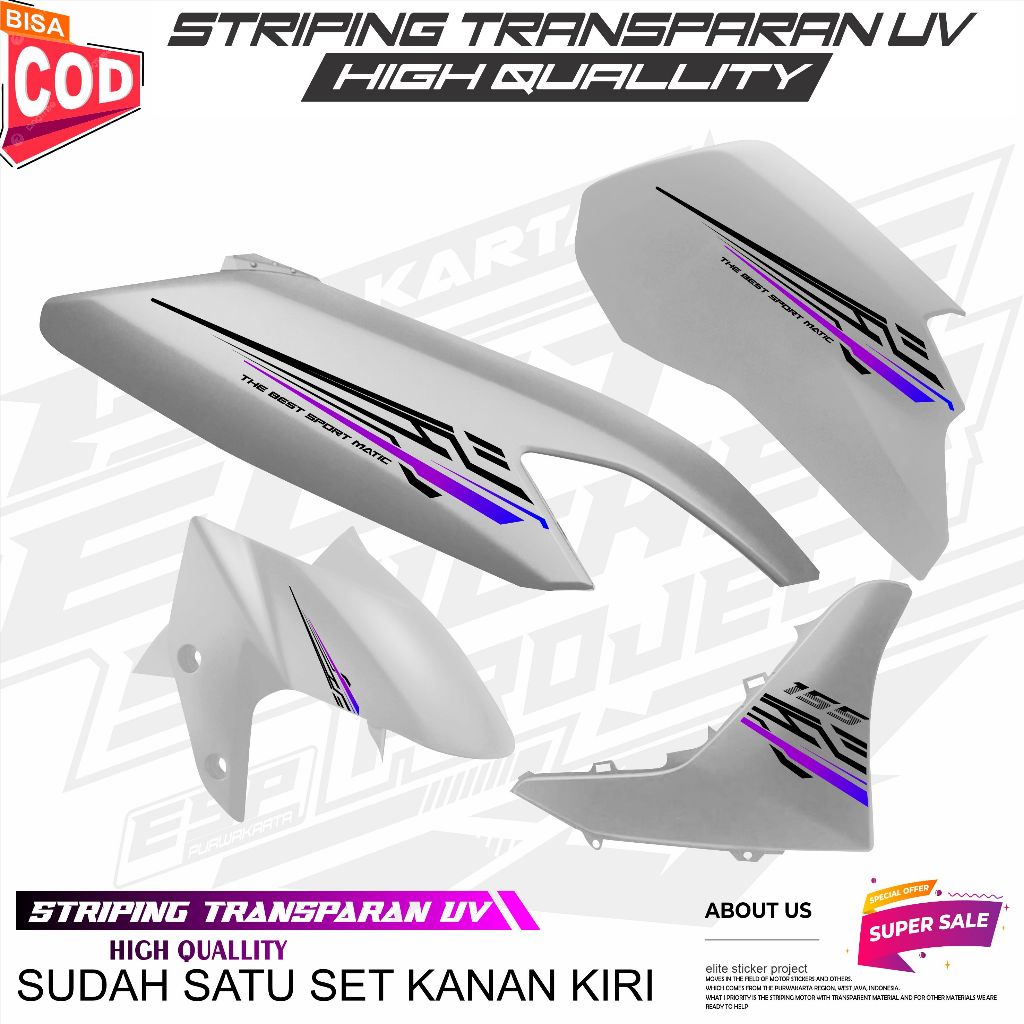 Striping โปร่งใส Variations YAMAHA NMAX ใหม่ 2020 สติ๊กเกอร์ MOTIF SIMPLE KEREN