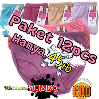 (PAKET HEMAT)!!!12pcs CELANA DALAM WANITA DEWASA POLOS MULTIWARNA PREMIUM UNDIES-RANDOM WARNA