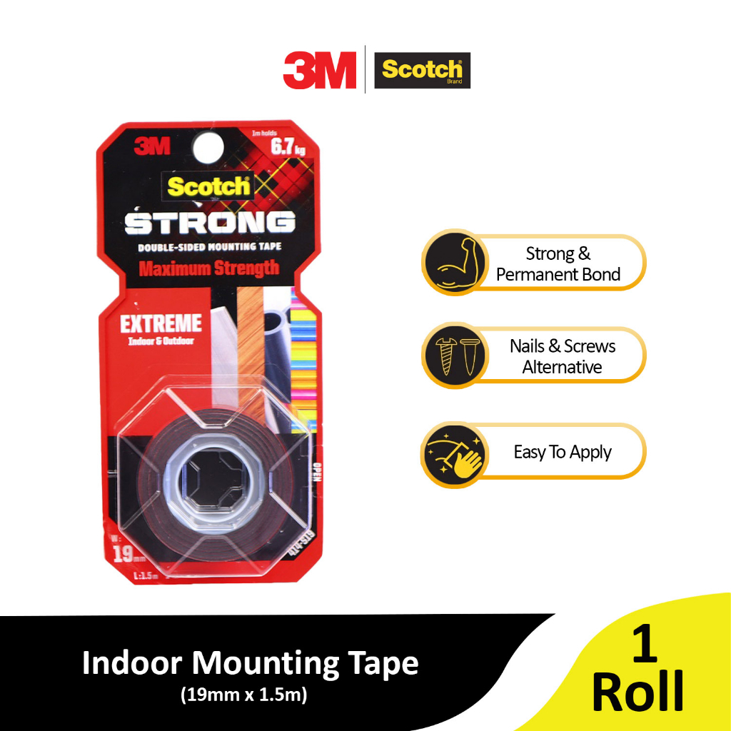 3m 414-S19 เทปคู่ - Scotch Strong Extreme Indoor Outdoor Super Strong 6.7กก.