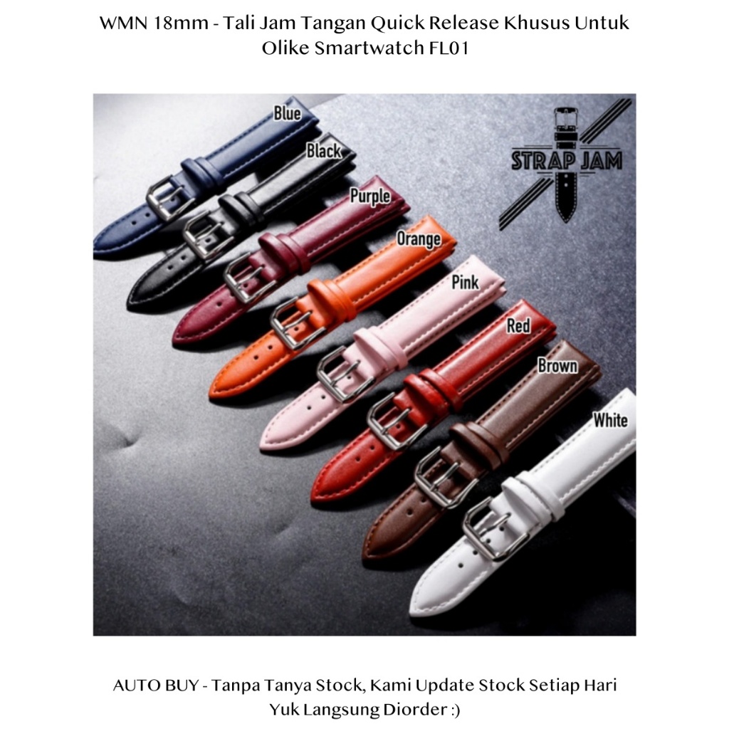 WMN 18mm Strap For Olike Smartwatch FW5 / FL01 - สายนาฬิกาหนัง