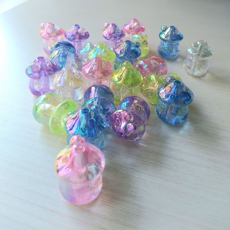 (10 ชิ้น) LUXURY 3D MUSHROOM BEADS MUSHROOM BEADS CLEAR MUSHROOM BEADS GEMBUL BEADS