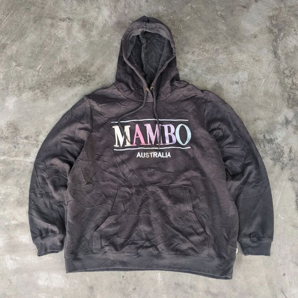 เสื้อฮู้ด Unisex สําหรับผู้ชายและผู้หญิง MAMBO AUSTRALIA สีดําล้าง Size M