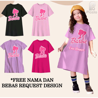 (ฟรีชื่อ) Barbie MOTIF Girl Tunic ชุดเดรส ผ้าฝ้าย สําหรับเด็กผู้หญิง อายุ 2-7 ปี