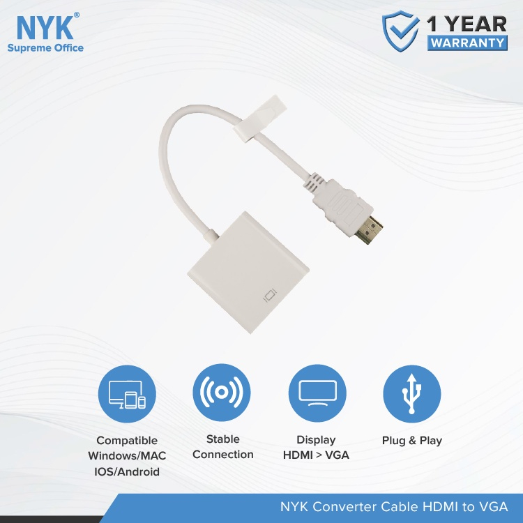 สายแปลง / สายแปลง HDMI เป็น VGA NYK | NYK ตัวแปลง HDMI เป็น VGA + เสียง