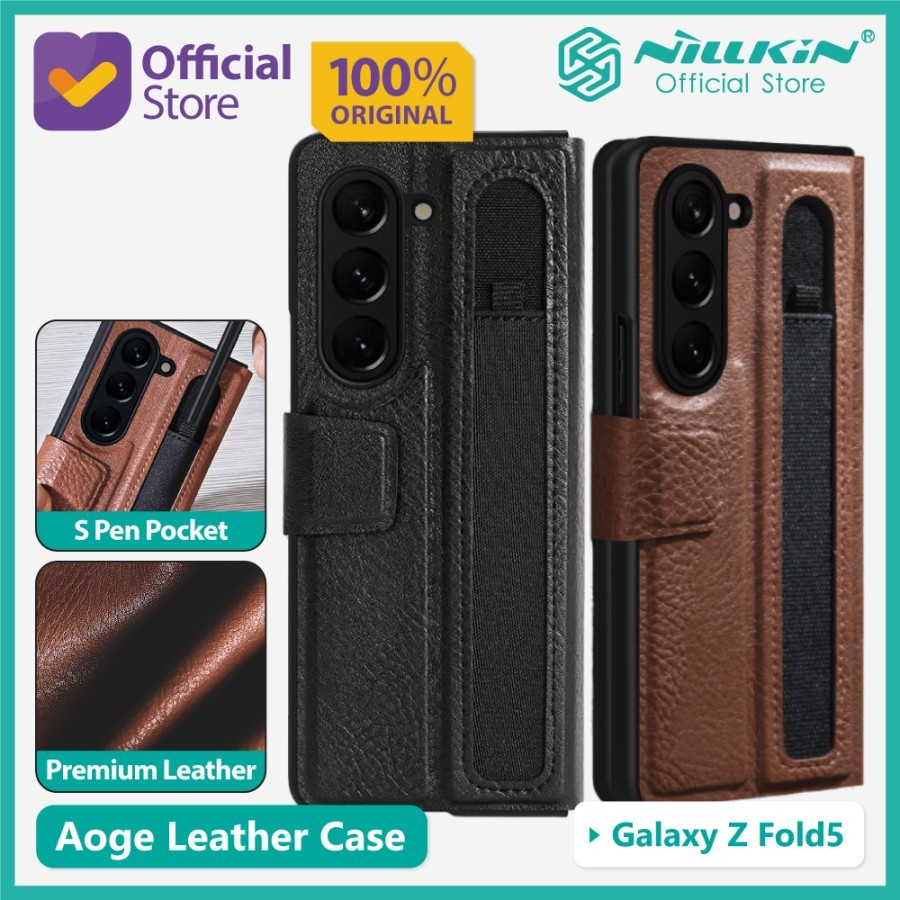 Aoge Leather Cover S Pen Holder Nillkin Case Samsung Galaxy Z Fold 5