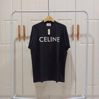 เสื้อยืด พิมพ์ลายโลโก้ Celine Paris Travis Scott สีดํา และสีขาว สําหรับผู้ชาย