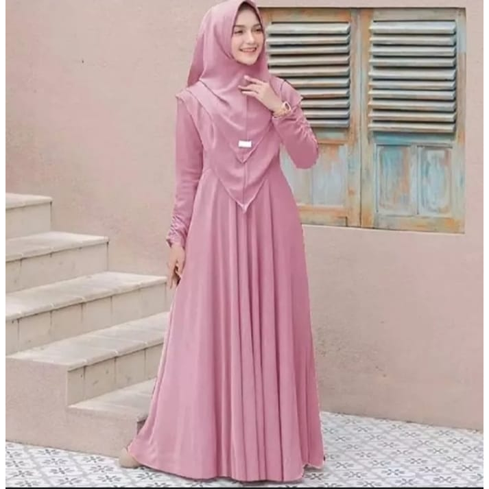Kaisha_fashion GAMIS SYARI JILBAB ชุด 2 ชั้น BUSUI POLOS MAXI PARTY DRESS ใหม่ล่าสุดคุณภาพ