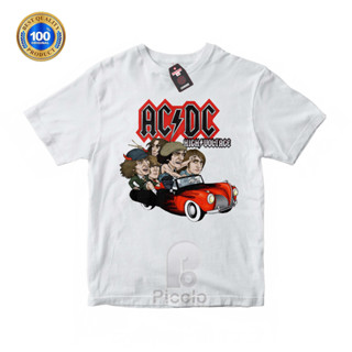 (ฟรีชื่อ) เสื้อยืดผ้าฝ้าย UNISEX ACDC แรงดันสูง สําหรับเด็ก