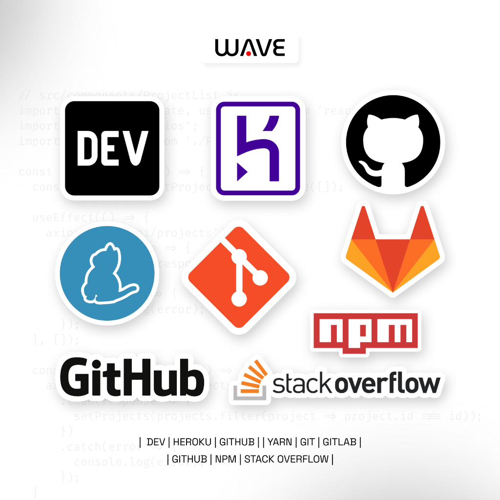 สติ๊กเกอร์ตัด Vinyl IT Programming Waterproof - DEV / GitHub Lab / Heroku / Stack / Yarn Unit