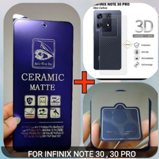 Infinix NOTE 30, NOTE 30 PRO กระจกนิรภัยเซรามิก เนื้อแมตต์ สีฟ้า และเลนส์กล้อง GARSKIN