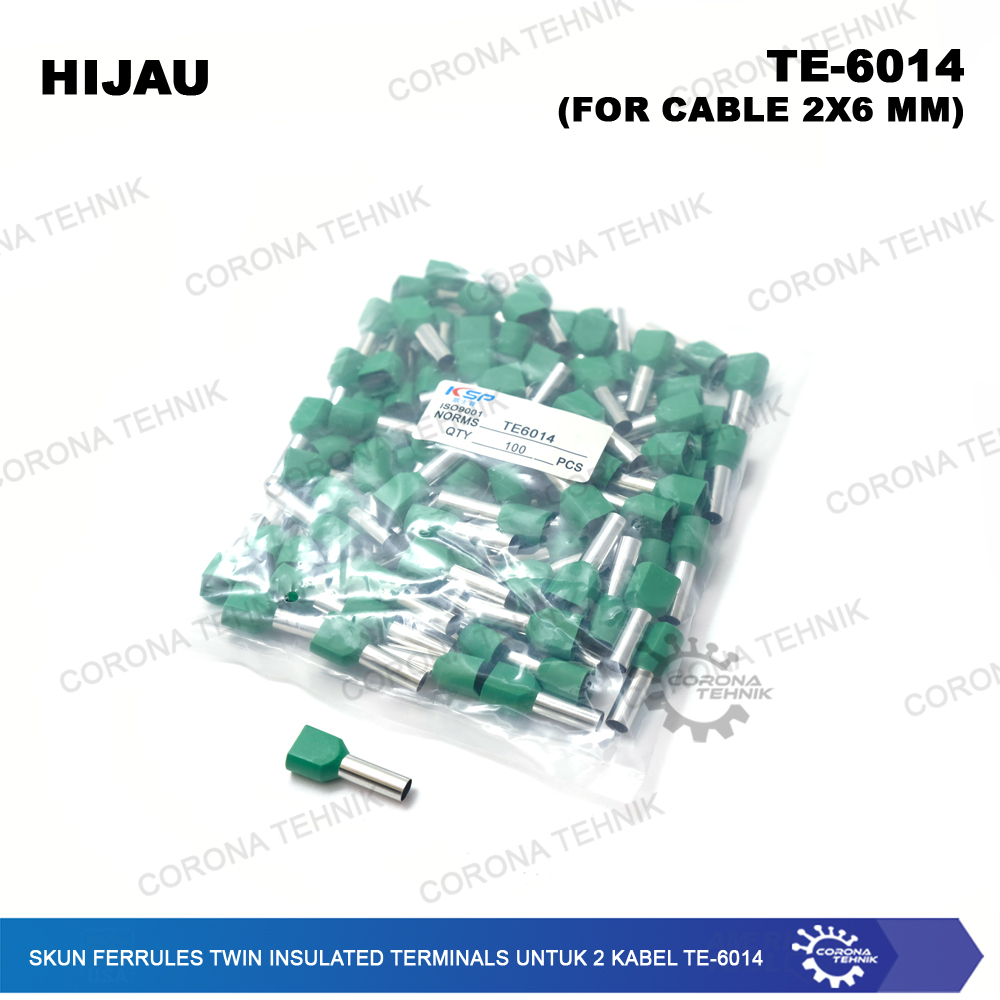 FORT TE-6014 - Skun Ferrules เทอร์มินัลฉนวนคู่สําหรับ 2 สาย
