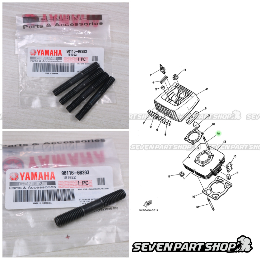 Bolt ปลูกบล็อก HEAD 12 RX KING Antem RXK RXS RX พิเศษ F1ZR ORI ORIGINAL 90116-08393