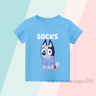 เสื้อยืด พิมพ์ลายการ์ตูน BLUEY SOCKS สําหรับเด็ก