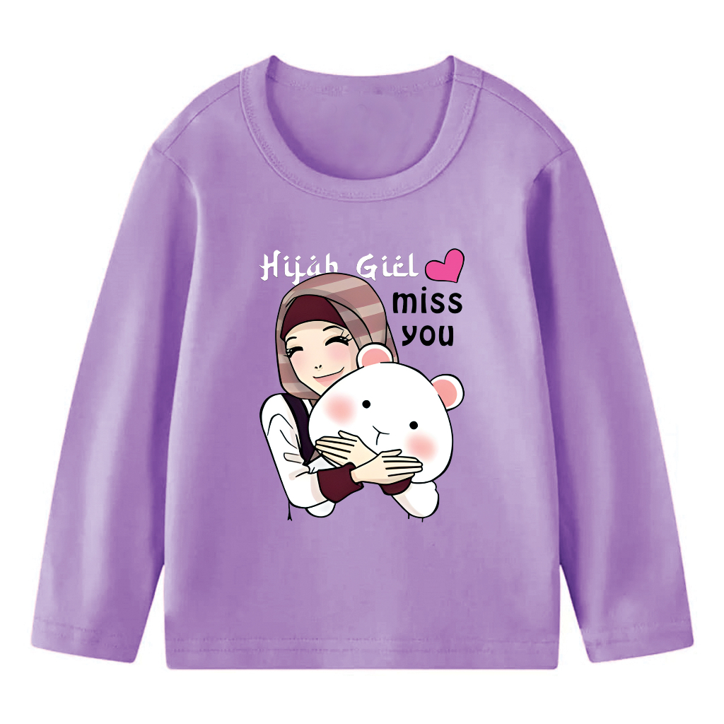 เสื้อยืดแขนยาวเด็กพร้อม HIJAB GIRL Motif อายุ 1-11 ปี