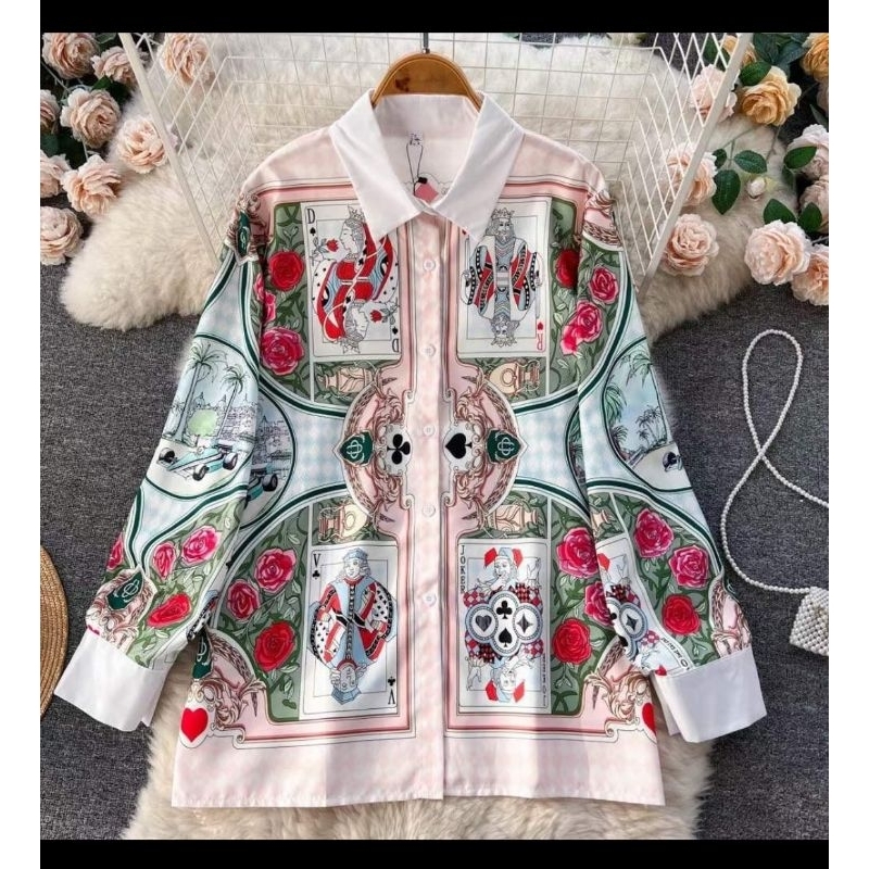 KEMEJA เสื้อเชิ้ตผ้าไหมผ้าฝ้าย bkk Ld 114 PJ 70 AS REMI card motif