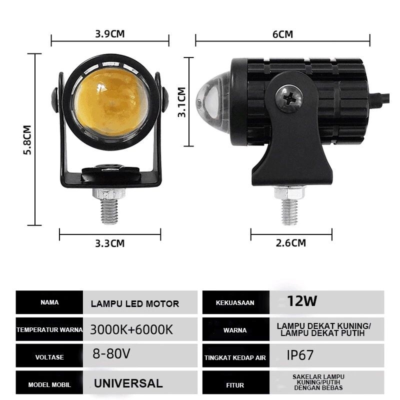 Mini 2 สี Led เลเซอร์ยิงแสง Mini D2 เลเซอร์ Universal Foglamp Spotlight